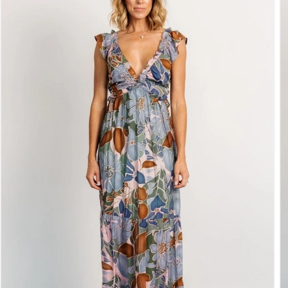 Nylah Back Tie V-Neck Maxi Dress